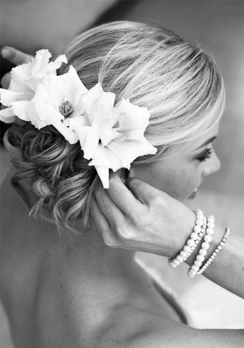 Hair up portrait bride hair image.